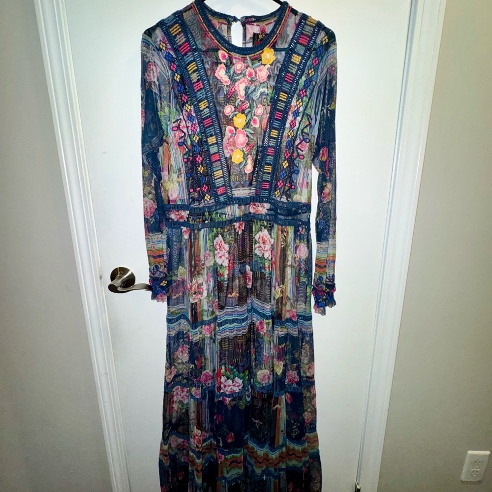 *SOLD* NWT Johnny Was Biya Dayana Mesh Embroidered Maxi Dress - Picture 2 of 12